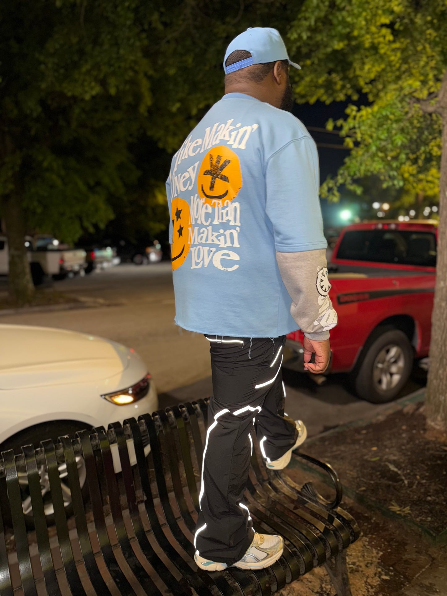 Smiley long-sleeve t-shirt men streetwear DPBG blue graphic