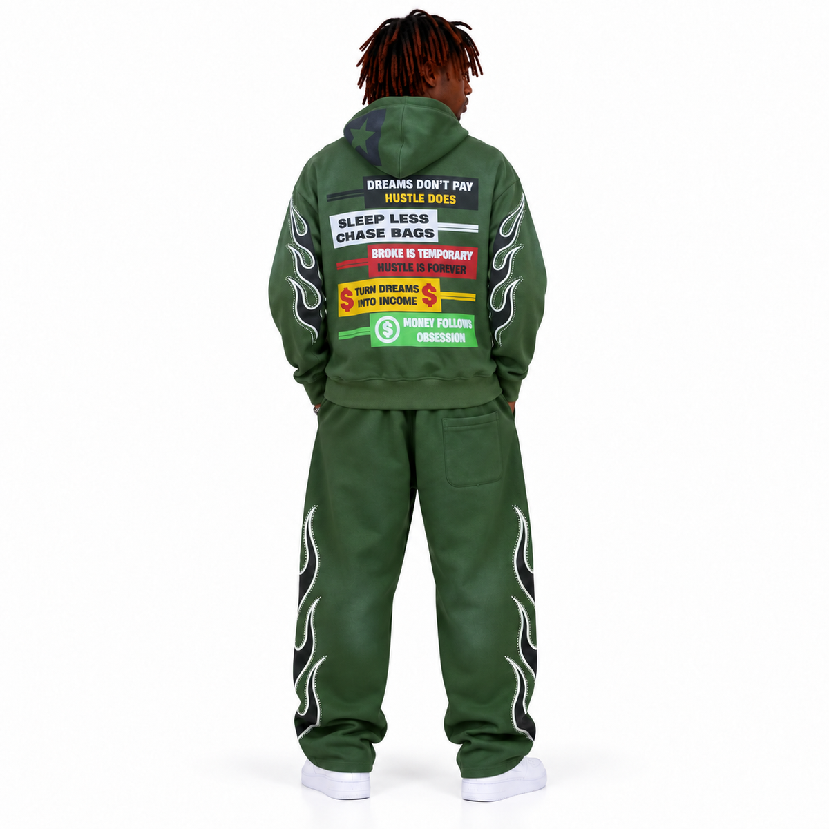 Green Graphic Zip-Up Hoodie