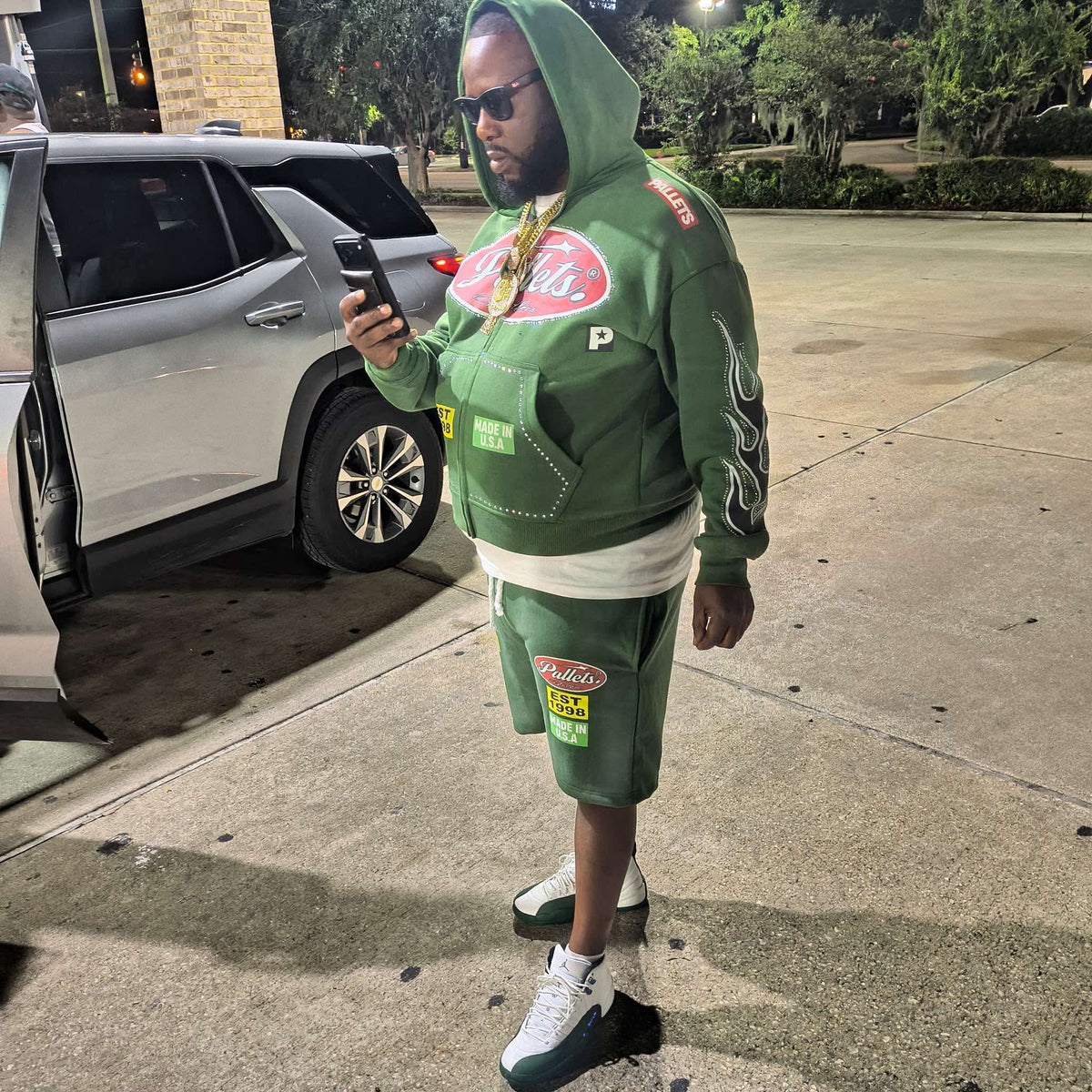 Green Graphic Zip-Up Hoodie