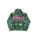 Green Graphic Zip-Up Hoodie