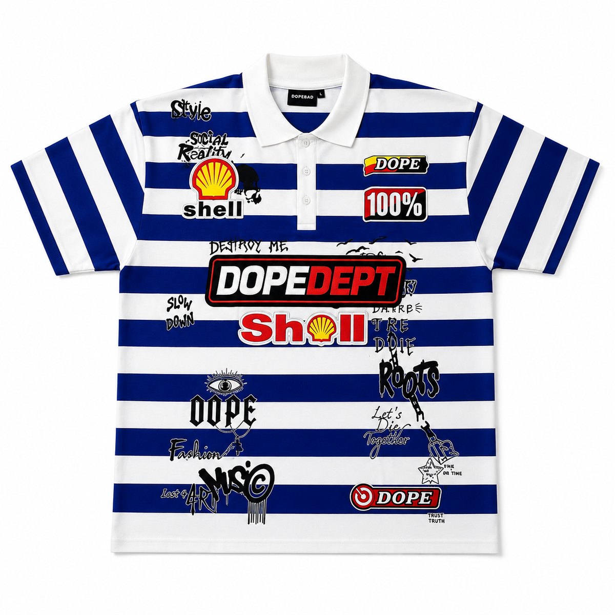 Dope Dept. Yellow & White Striped Graphic Polo