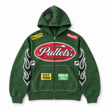Green Graphic Zip-Up Hoodie