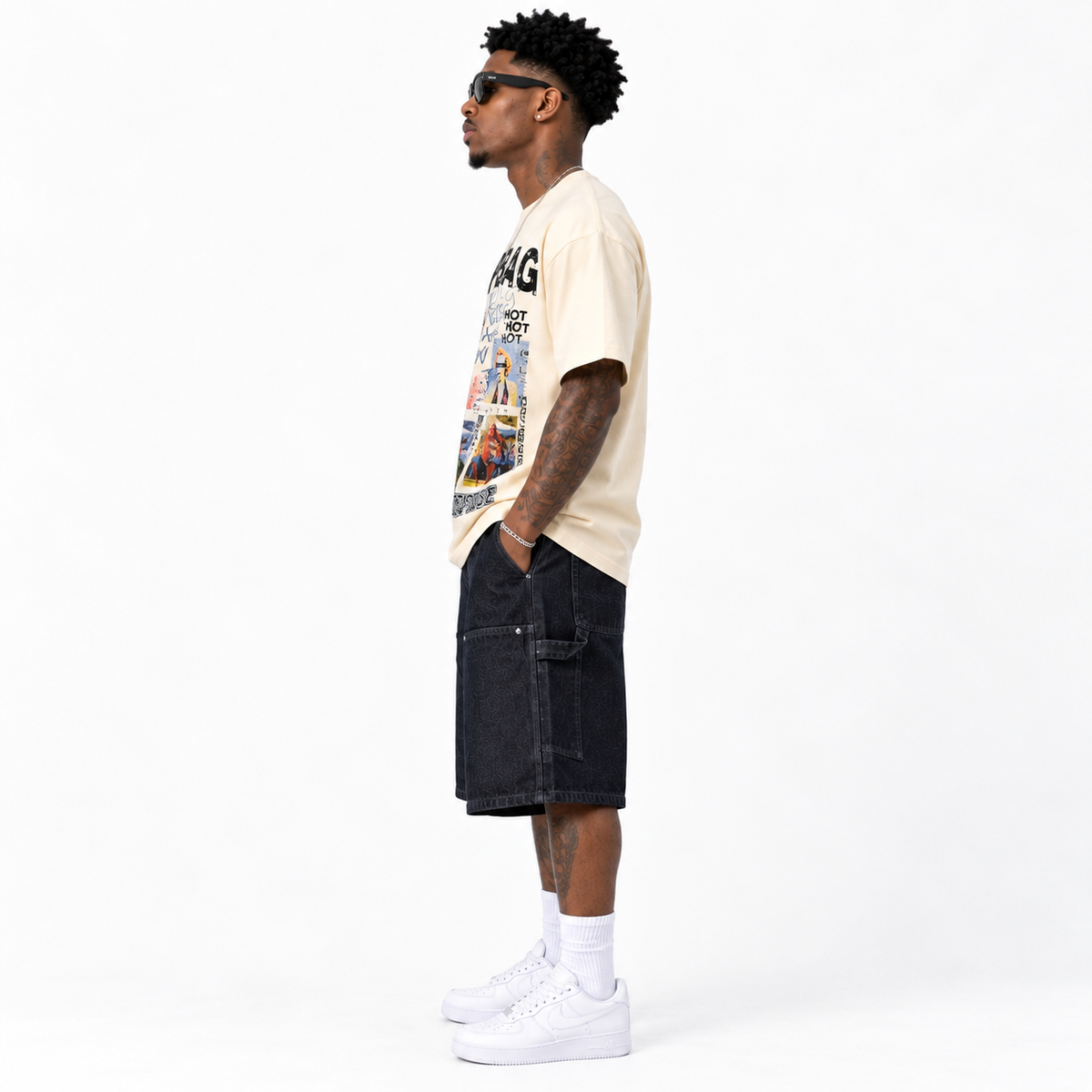 Dopebag Graphic T Shirt for Men, Vintage Streetwear Printed Tee