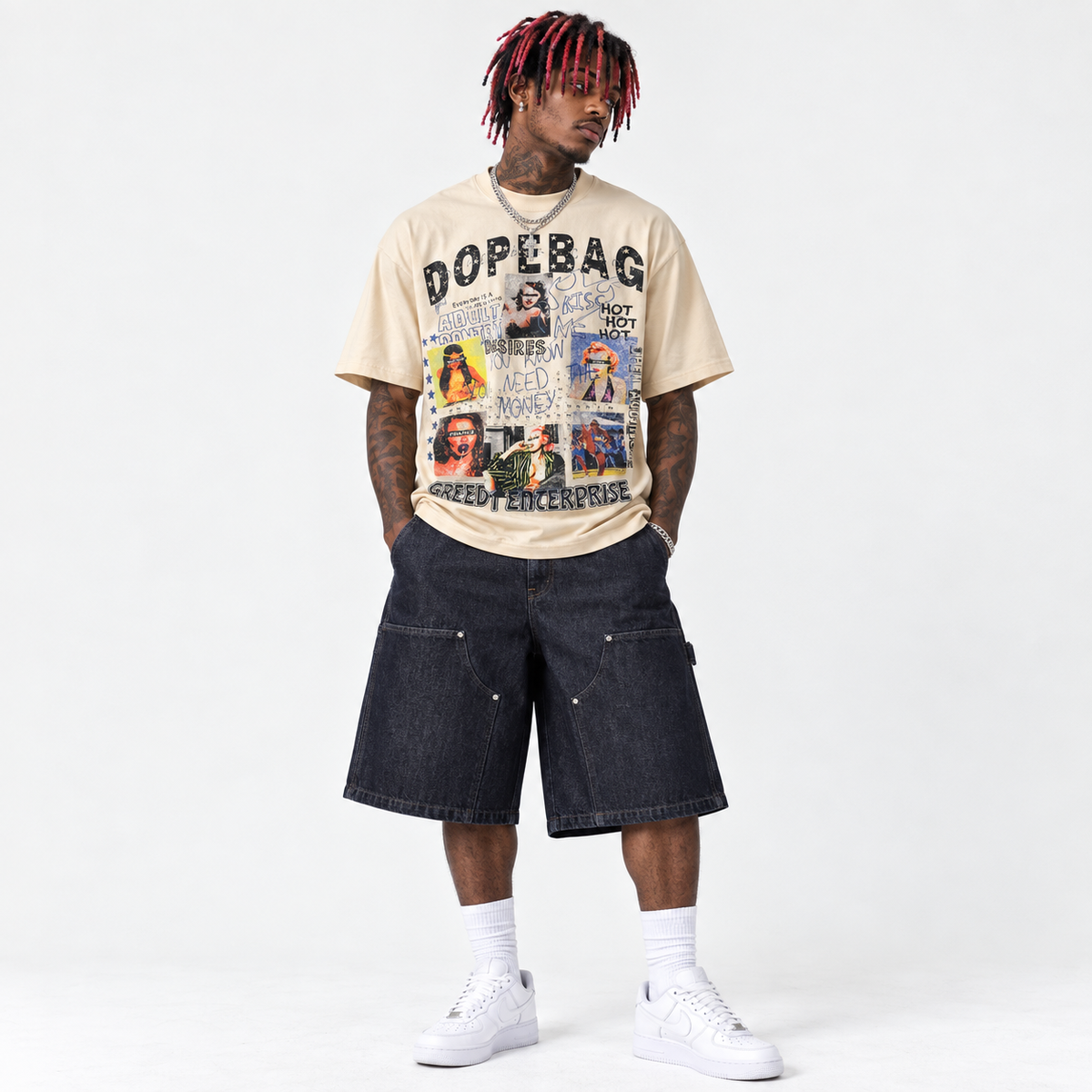 Dopebag Graphic T Shirt for Men, Vintage Streetwear Printed Tee