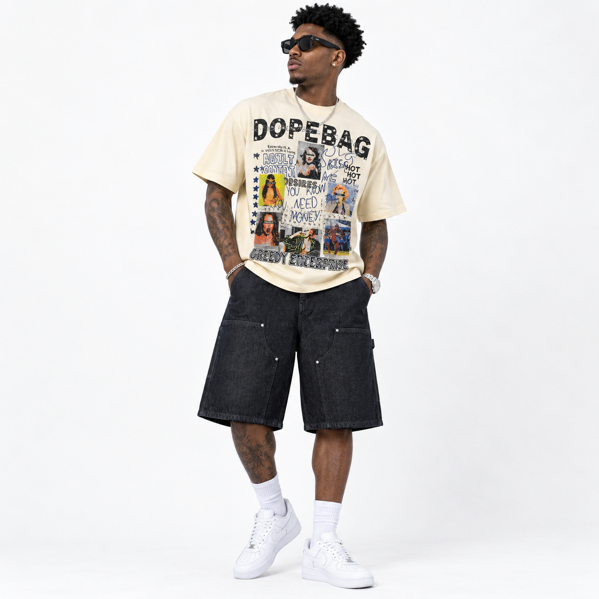 Dopebag Graphic T Shirt for Men, Vintage Streetwear Printed Tee