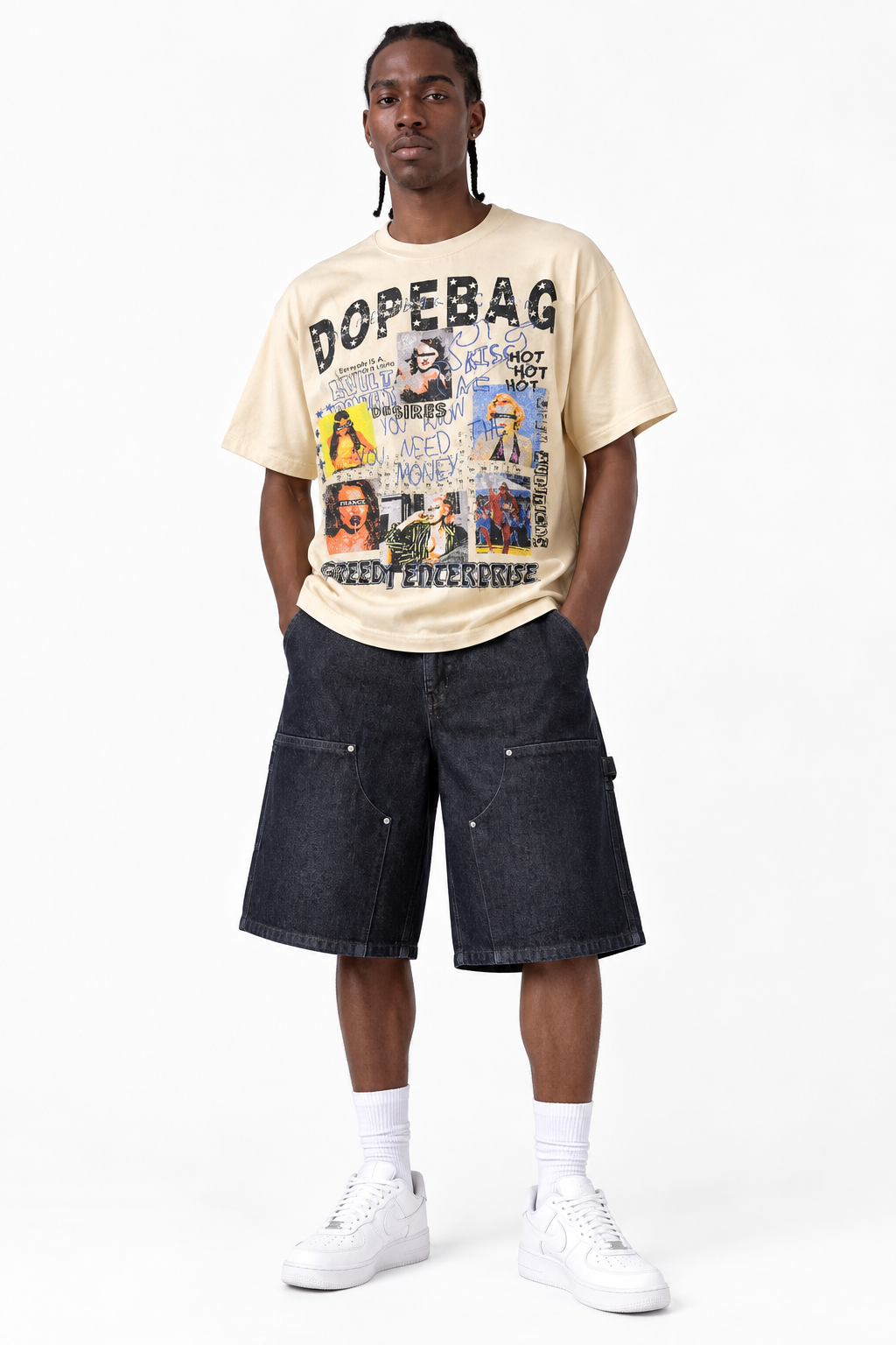 Dopebag Graphic T Shirt for Men, Vintage Streetwear Printed Tee
