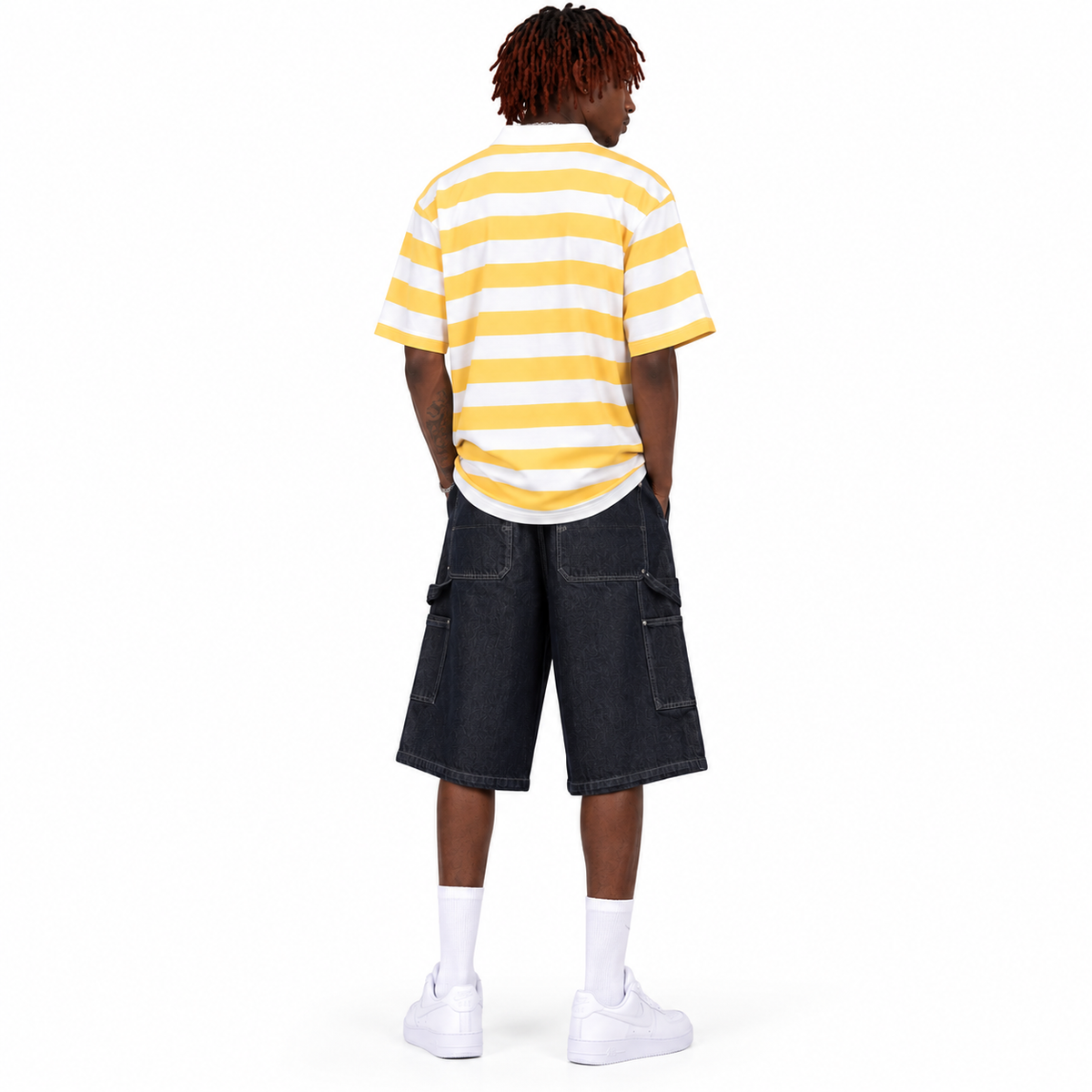 Dope Dept. Yellow & White Striped Graphic Polo