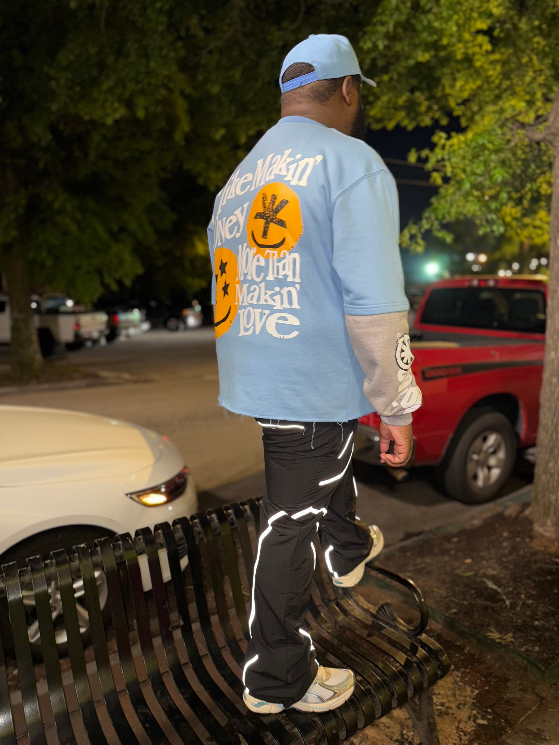 Smiley long-sleeve t-shirt men streetwear DPBG blue graphic