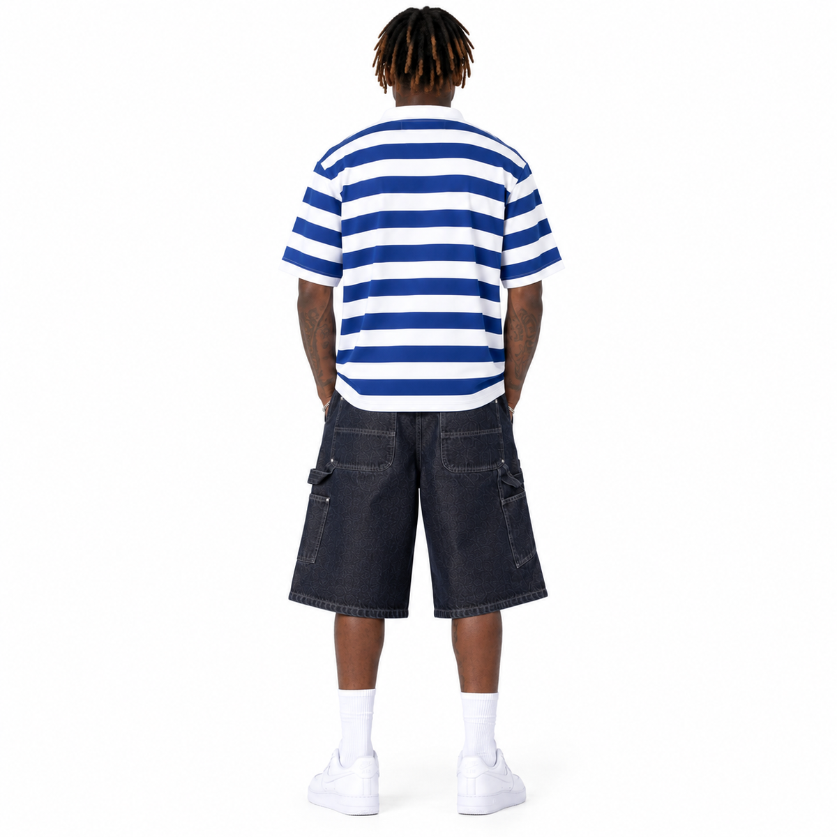 Dope Dept. Yellow & White Striped Graphic Polo