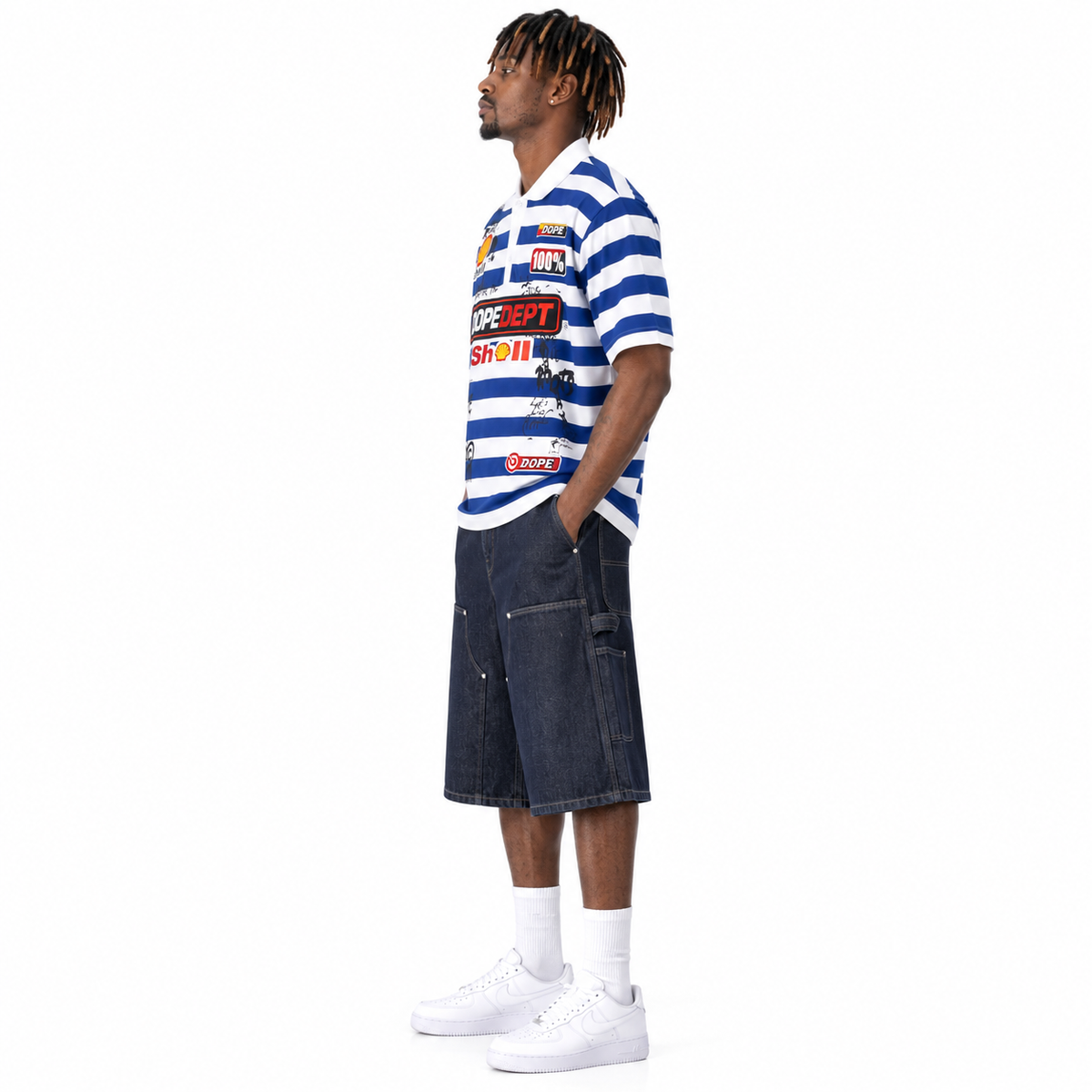 Dope Dept. Yellow & White Striped Graphic Polo