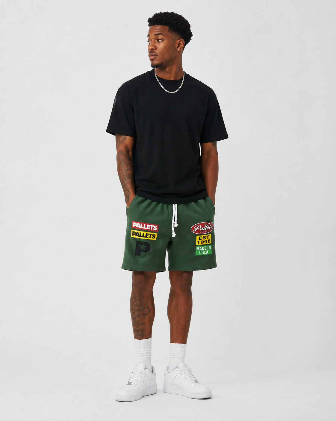 Green Pallets Graphic Shorts