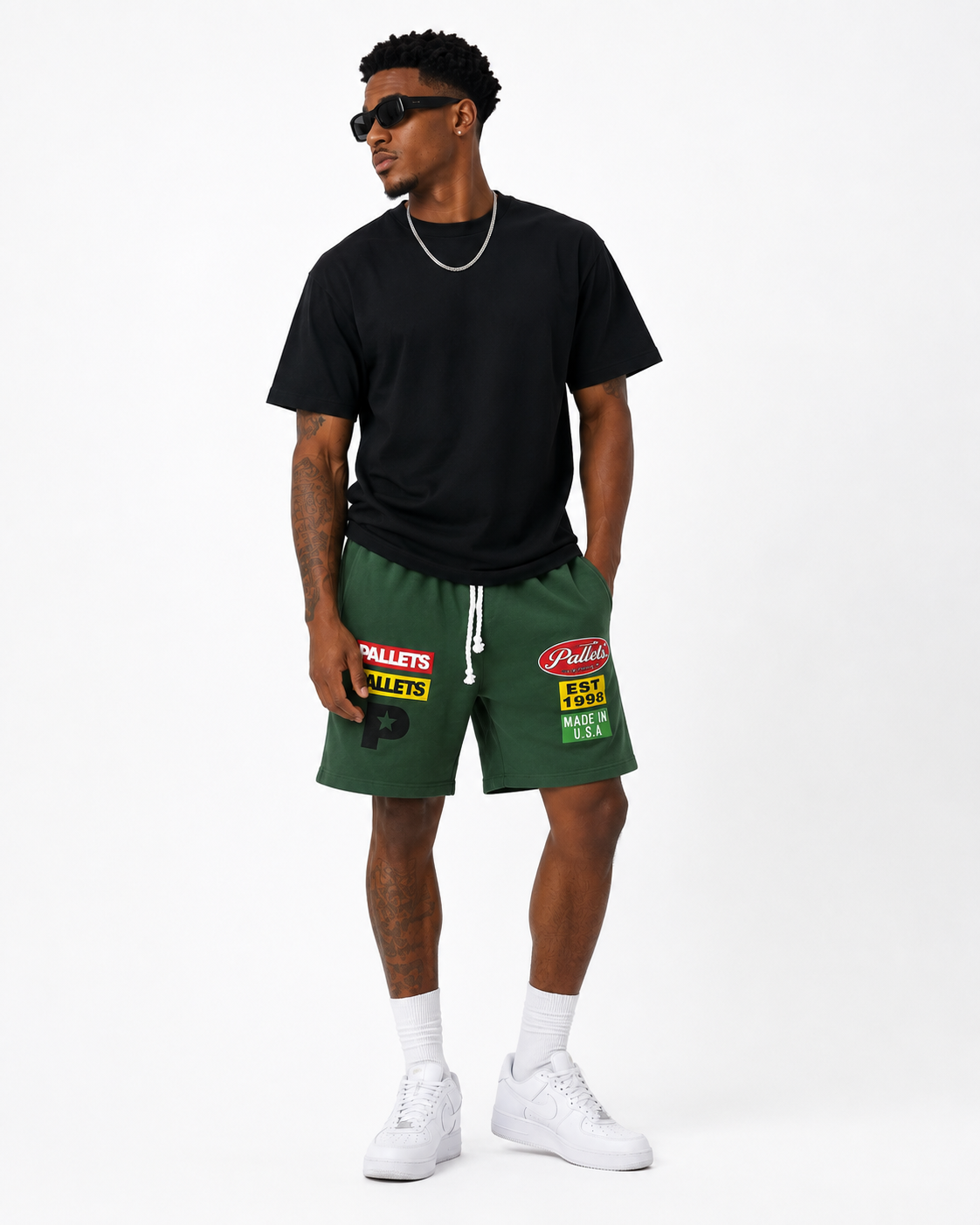 Green Pallets Graphic Shorts