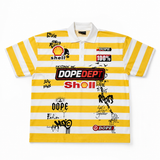 Dope Dept. Yellow & White Striped Graphic Polo